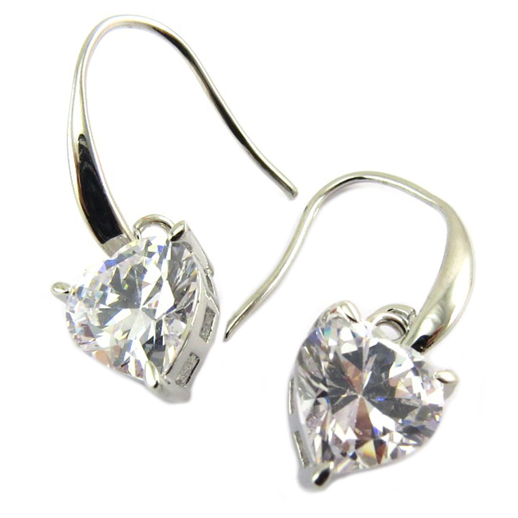 Boucles créateur \'Love\' blanc argenté - 10x10 mm - [P7379]