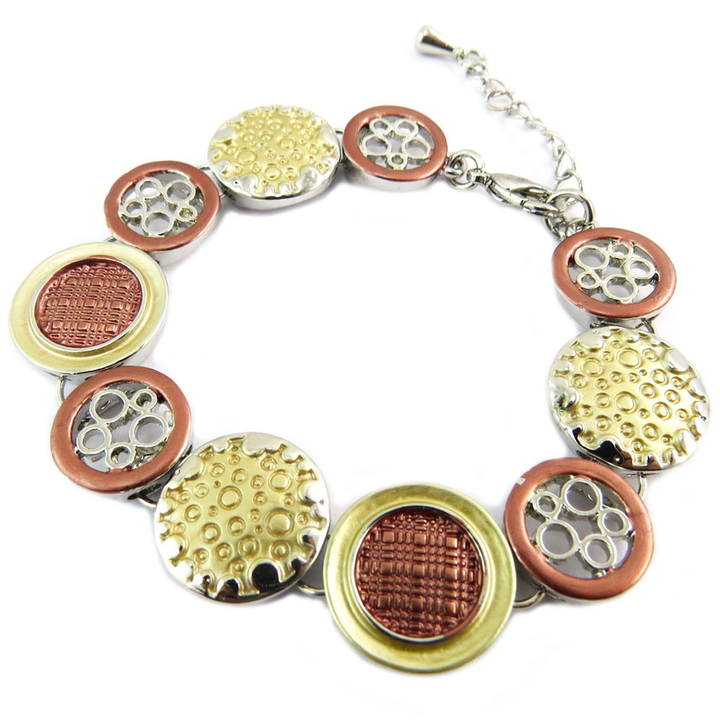 Bracelet créateur \'Acapulco\' beige rose argenté - [P7414]