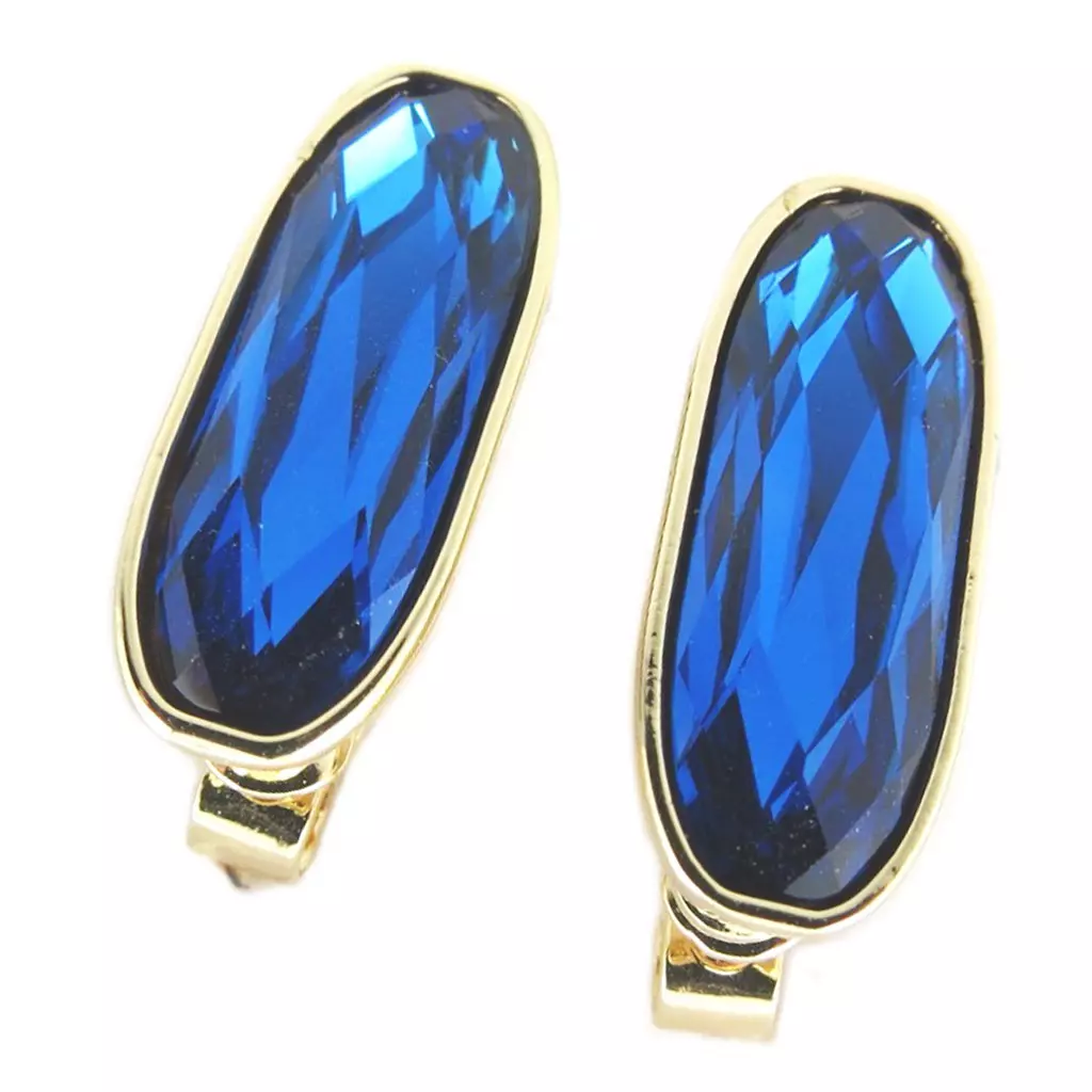 les trésors de lily Clips artisanales 'Bohème' bleu doré 22x8 mm [P7527]