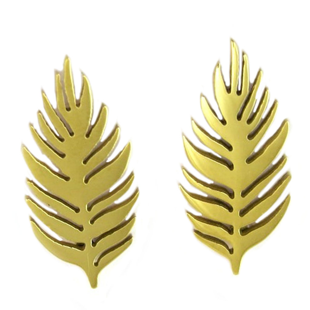 Boucles créateur acier \'Jungle\' doré - 17x7 mm - [P7758]
