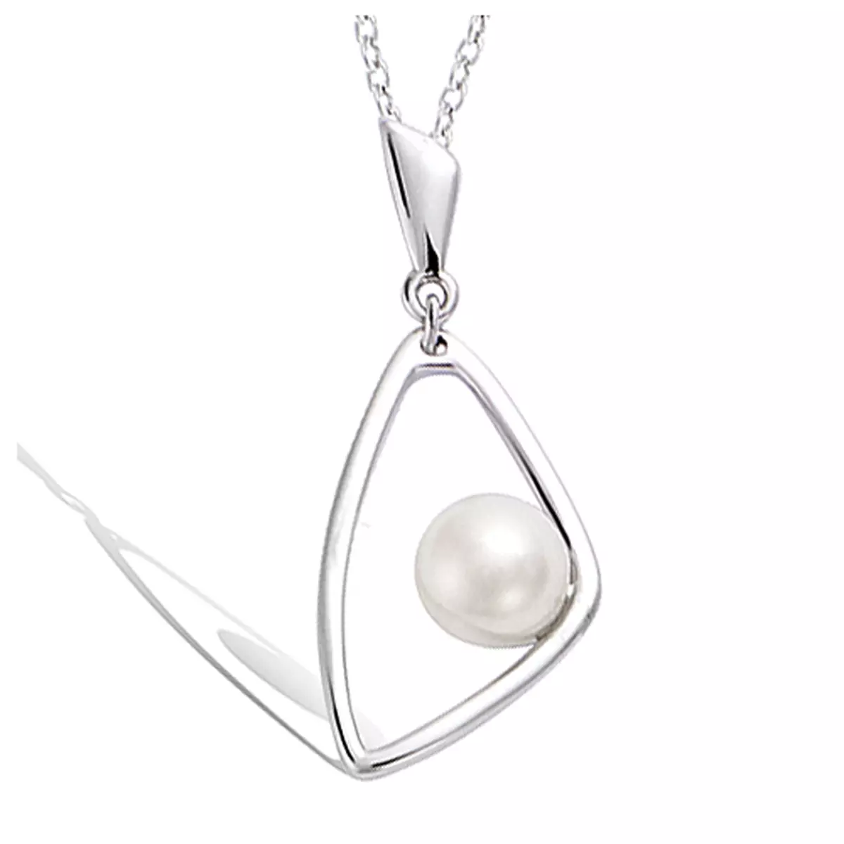 les trésors de lily Pendentif Argent 'Perla' blanc argenté (rhodié) 20x10 mm [P8022]