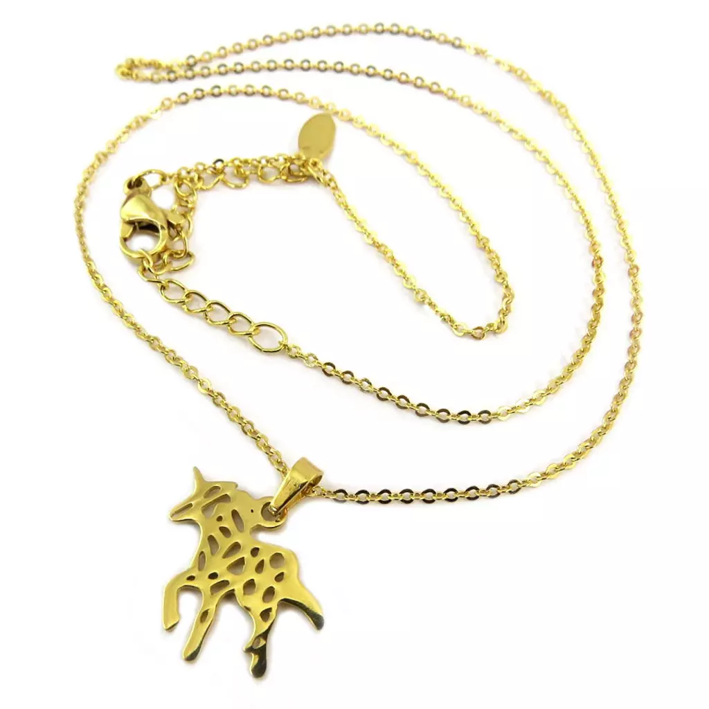 les trésors de lily Collier acier 'Licorne My Unicorn' doré 15x15 mm [P8067]