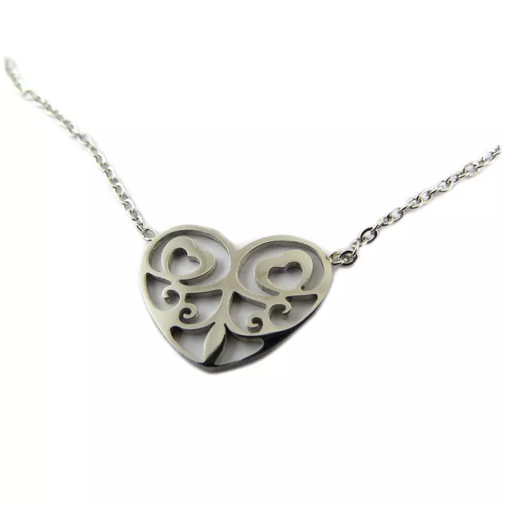 les trésors de lily Collier acier 'Love' argenté 15x11 mm [P8104]