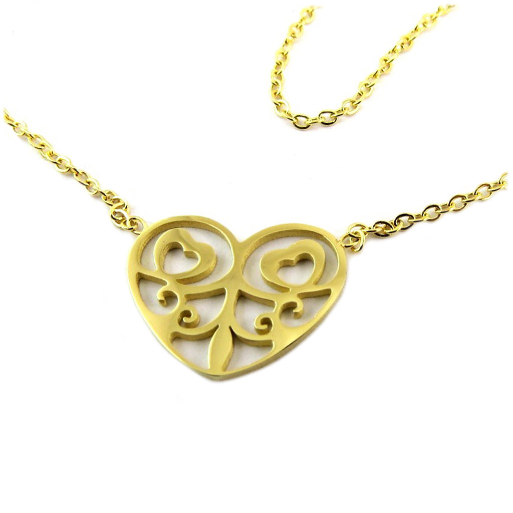 Collier acier \'Love\' doré - 15x11 mm - [P8105]