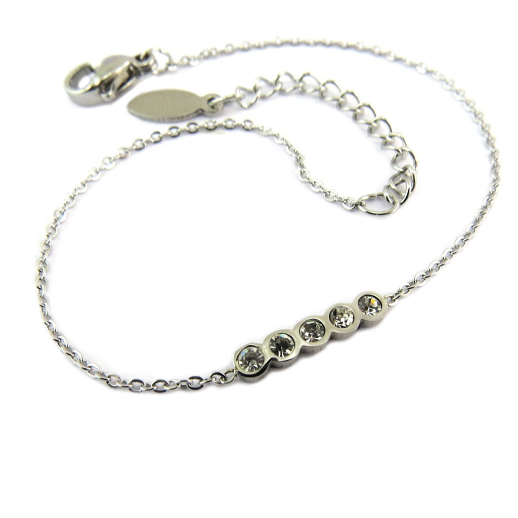 Bracelet acier \'Sissi\' blanc argenté - 13x2 mm - [P8174]