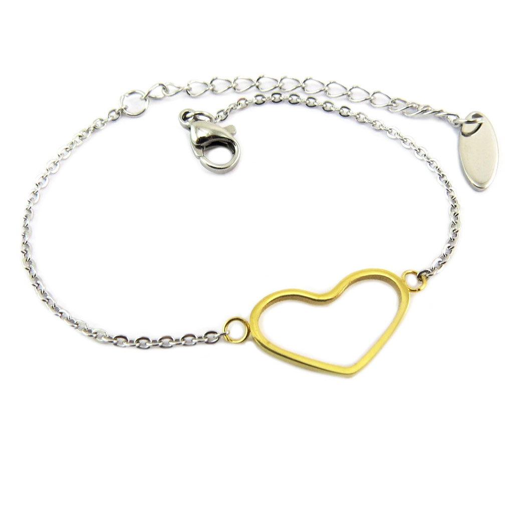 Bracelet acier \'Love\' doré argenté - 17x10 mm - [P8179]