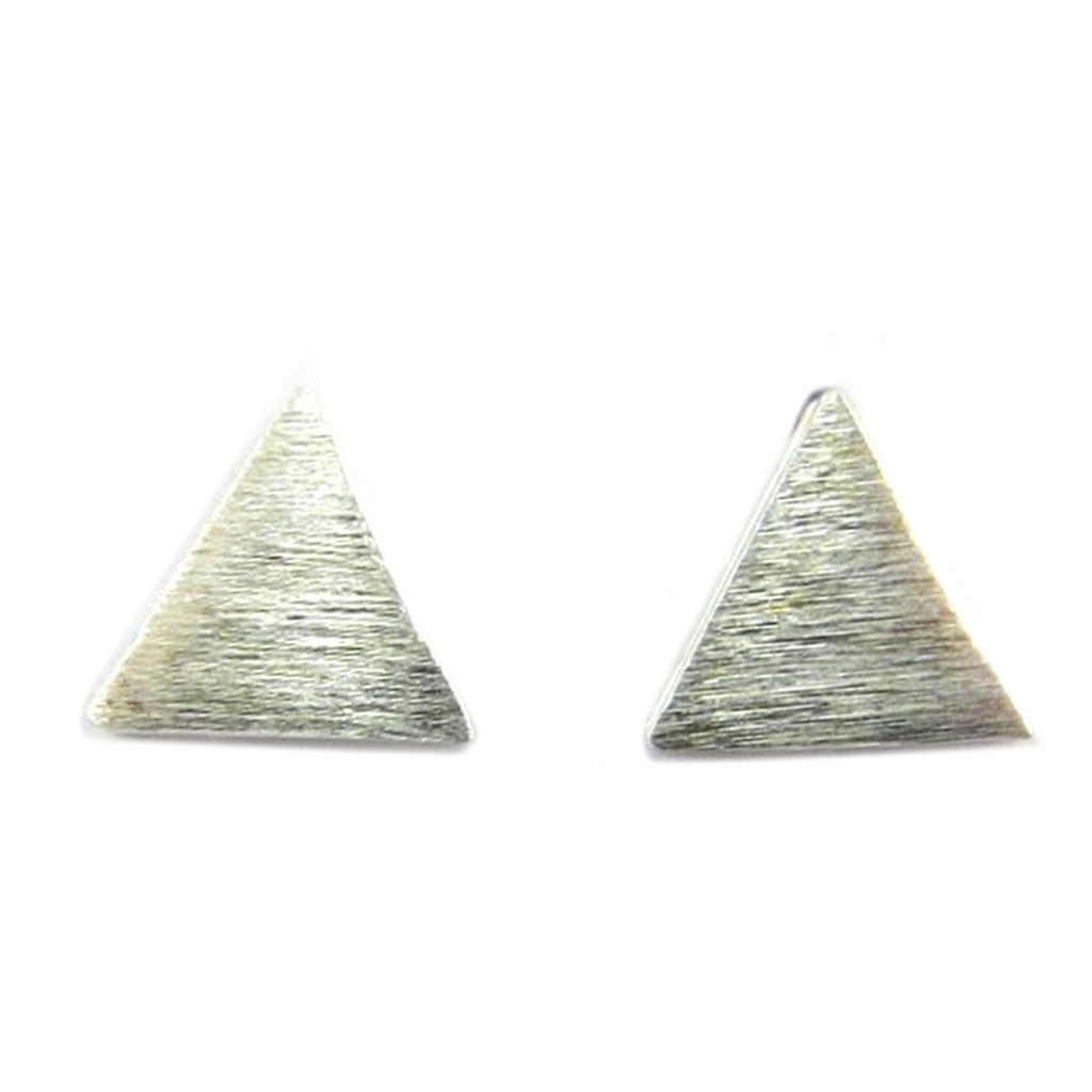 Boucles artisanales \'Cléopatra\' argenté (triangle) - 7x7 mm - [P8208]