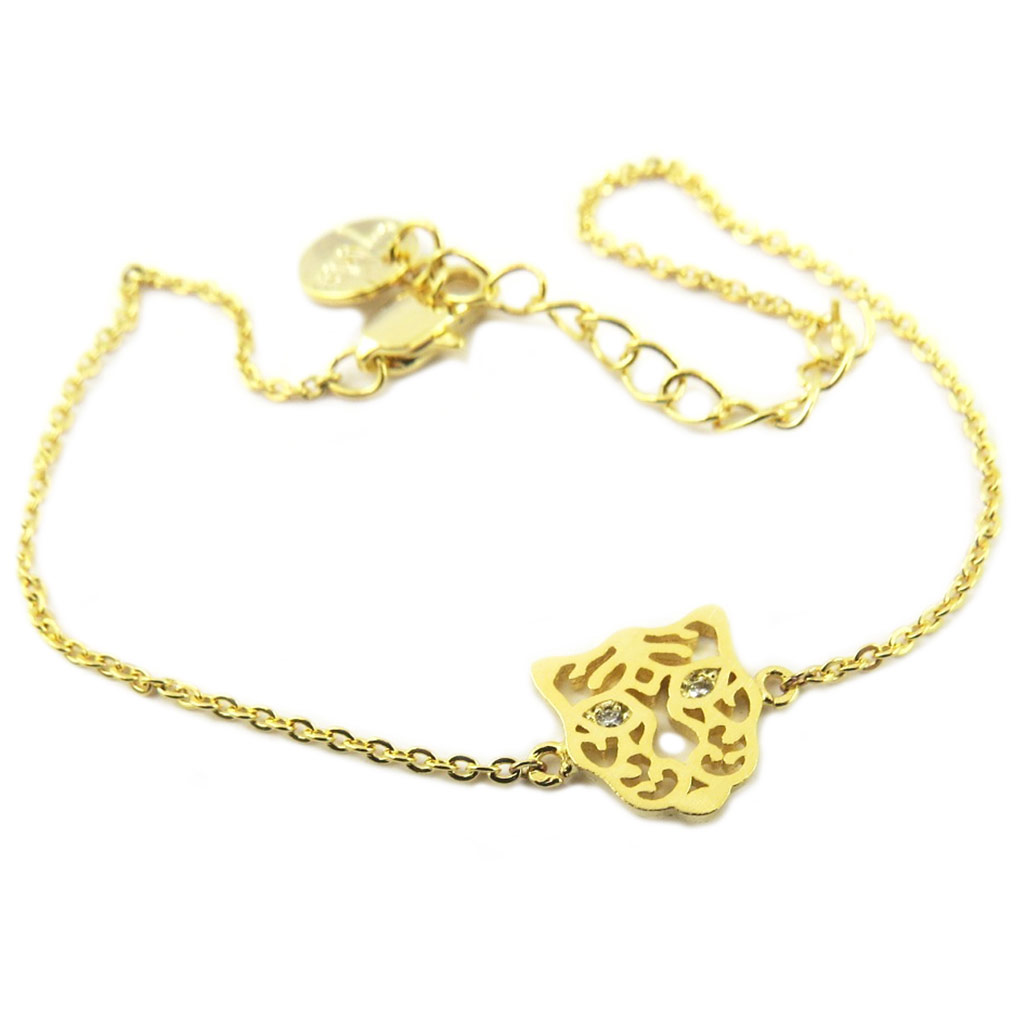 Bracelet artisanal \'Tigre\' doré - 10x9 mm - [P8238]