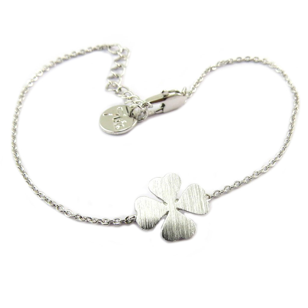 Bracelet artisanal \'Trèfle\' argenté - 11x11 mm - [P8260]
