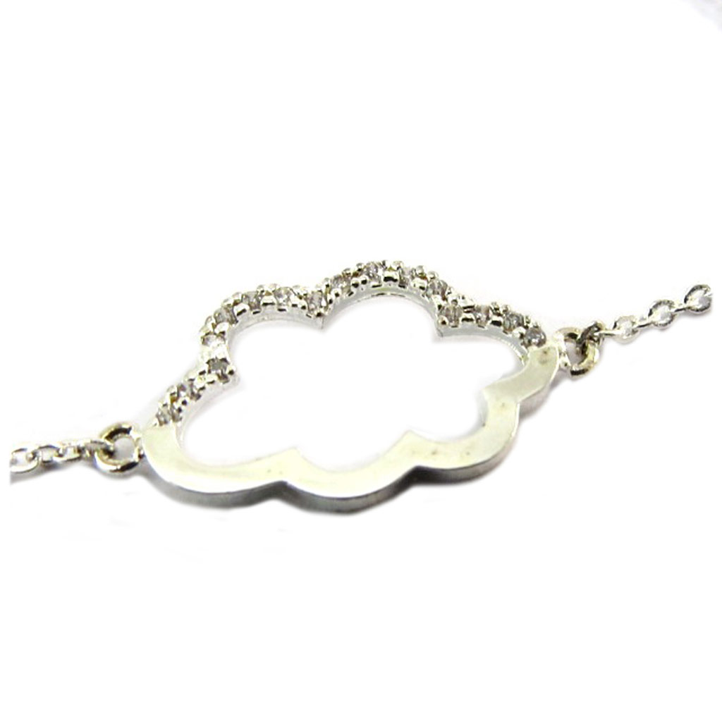 Bracelet artisanal \'Nuage\' blanc argenté -  16x10 mm - [P8274]