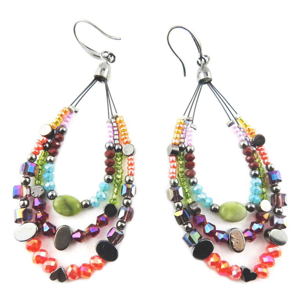 Boucles Créateur \'Acapulco\' multicolore - 60x30 mm - [P8418]