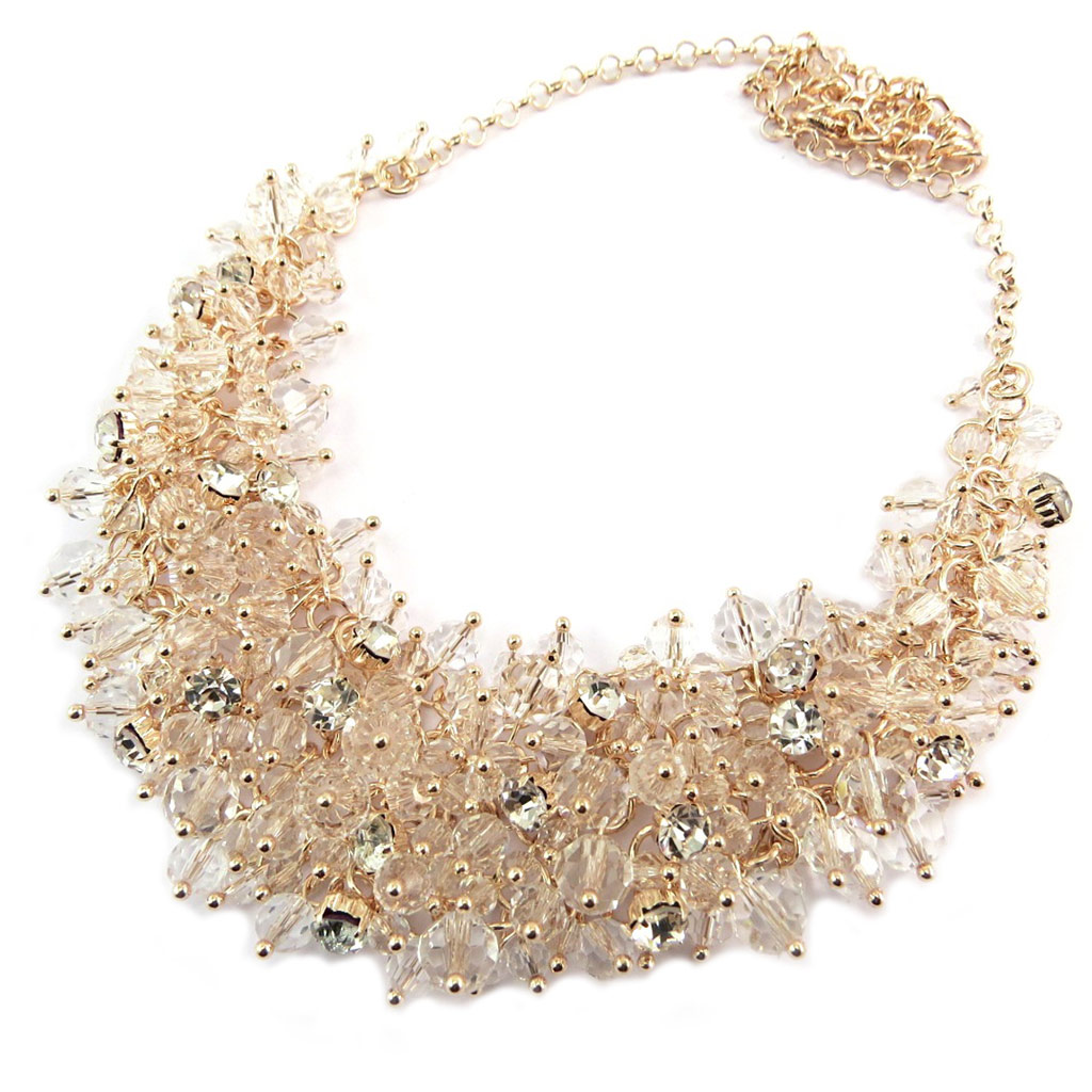 Collier Créateur \'Sissi\' doré rosé - largeur 4 cm - [P8484]