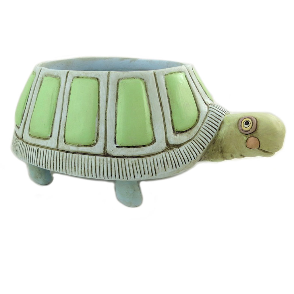 Cache pot résine \'Allen Designs\' vert (tortue) - 26x165x10 cm - [P9066]