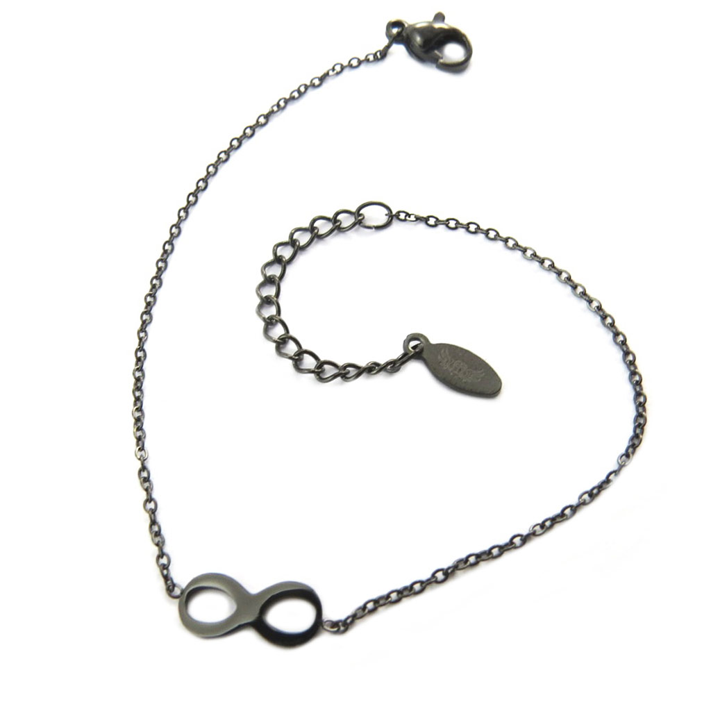 Bracelet acier \'Infini\' noir - 11x5 mm - [P9155]