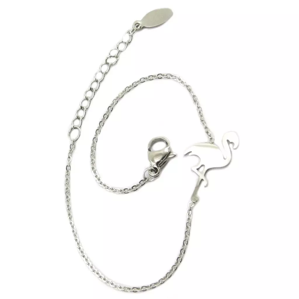 les trésors de lily Bracelet acier 'Flamant Rose' argenté 13x10 mm [P9165]