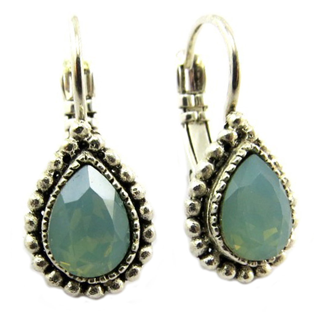 Dormeuses artisanales \'Constantinople\' pacific opalescent argenté - 12x10 mm - [P9329]