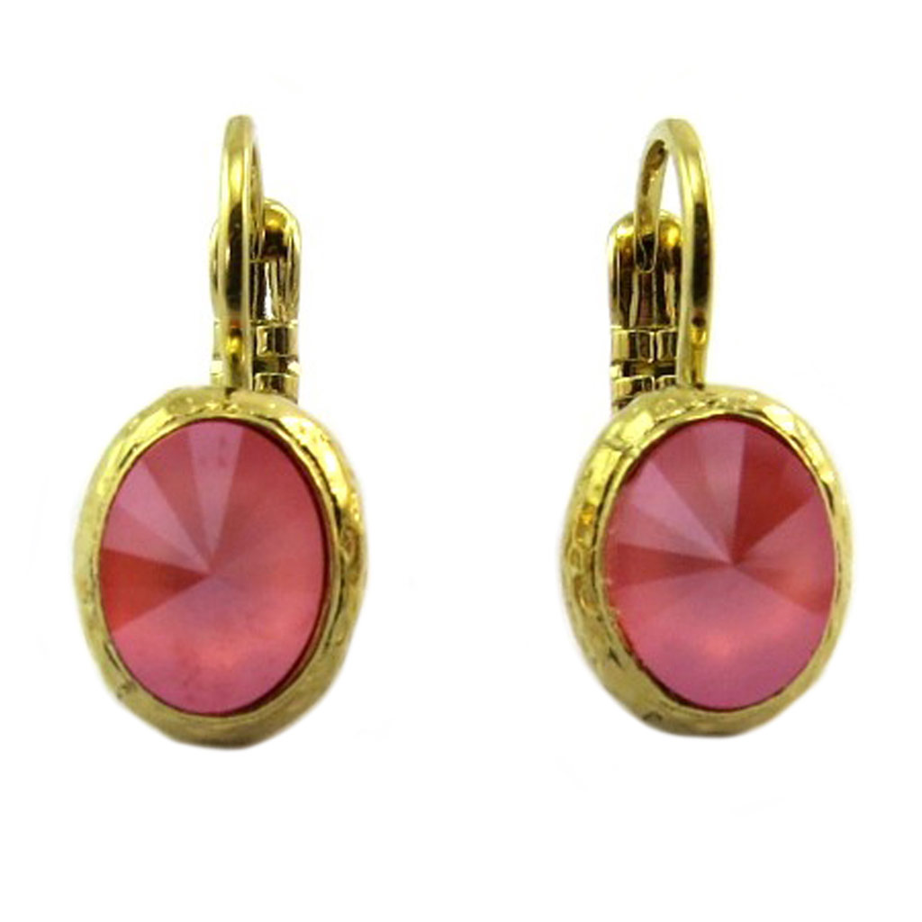 Dormeuses artisanales \'Constantinople\' corail doré - 10x8 mm - [P9342]