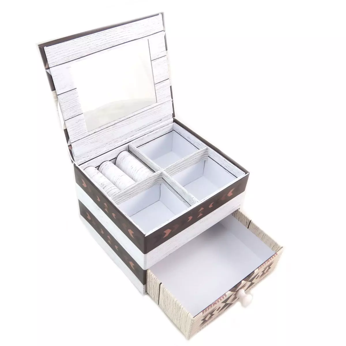 les trésors de lily Coffret à Bijoux 'Boho' marron beige 11x95x8 cm [P9416]