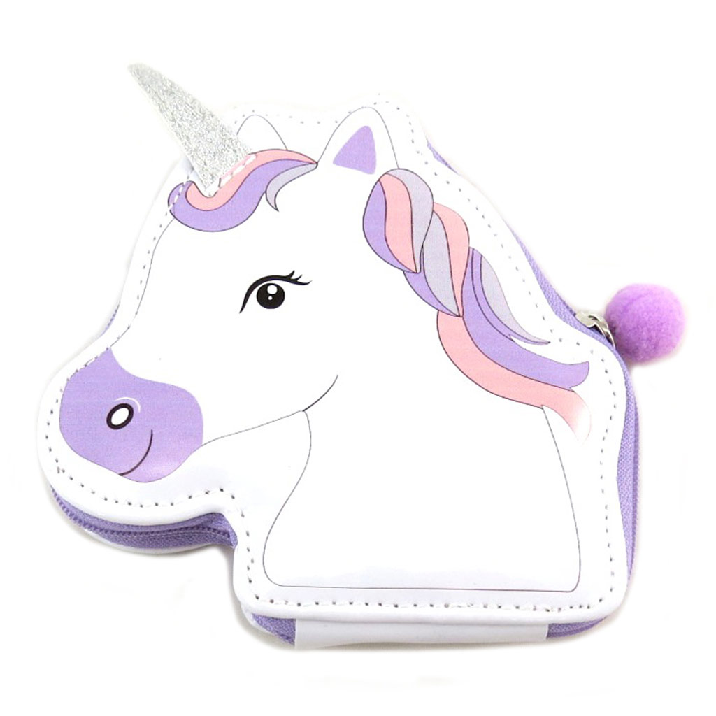 Trousse manucure \'Licorne My Unicorn\' blanc violet (5 outils) - 13x12x2 cm - [P9535]