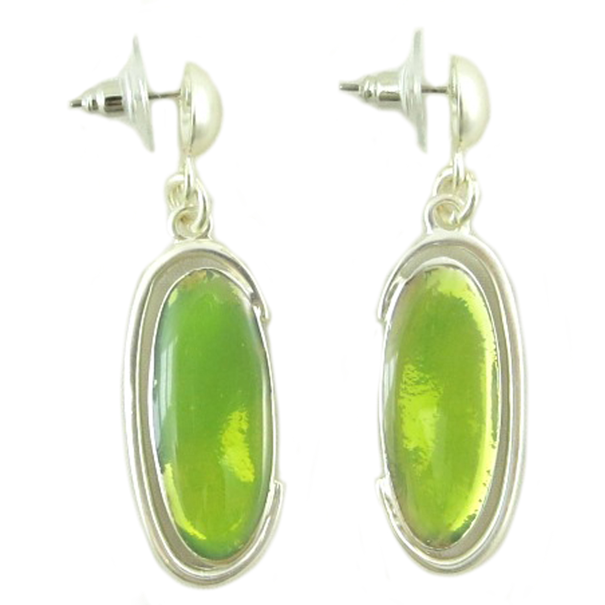 Boucles Créateur \'Nora\' vert argenté - 50x15 mm - [P9599]