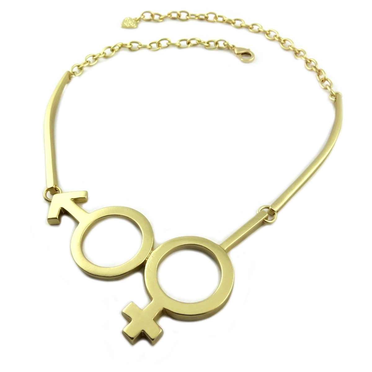 Collier Créateur \'Antica\' doré (symboles) - [P9619]