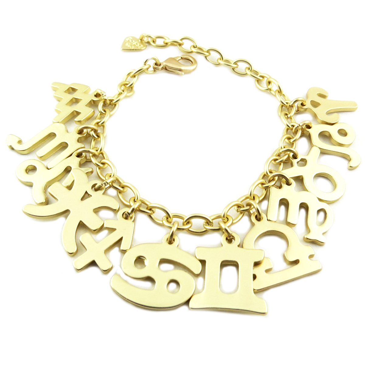 Bracelet Créateur \'Antica\' doré (zodiac) - 17x15 mm - [P9628]