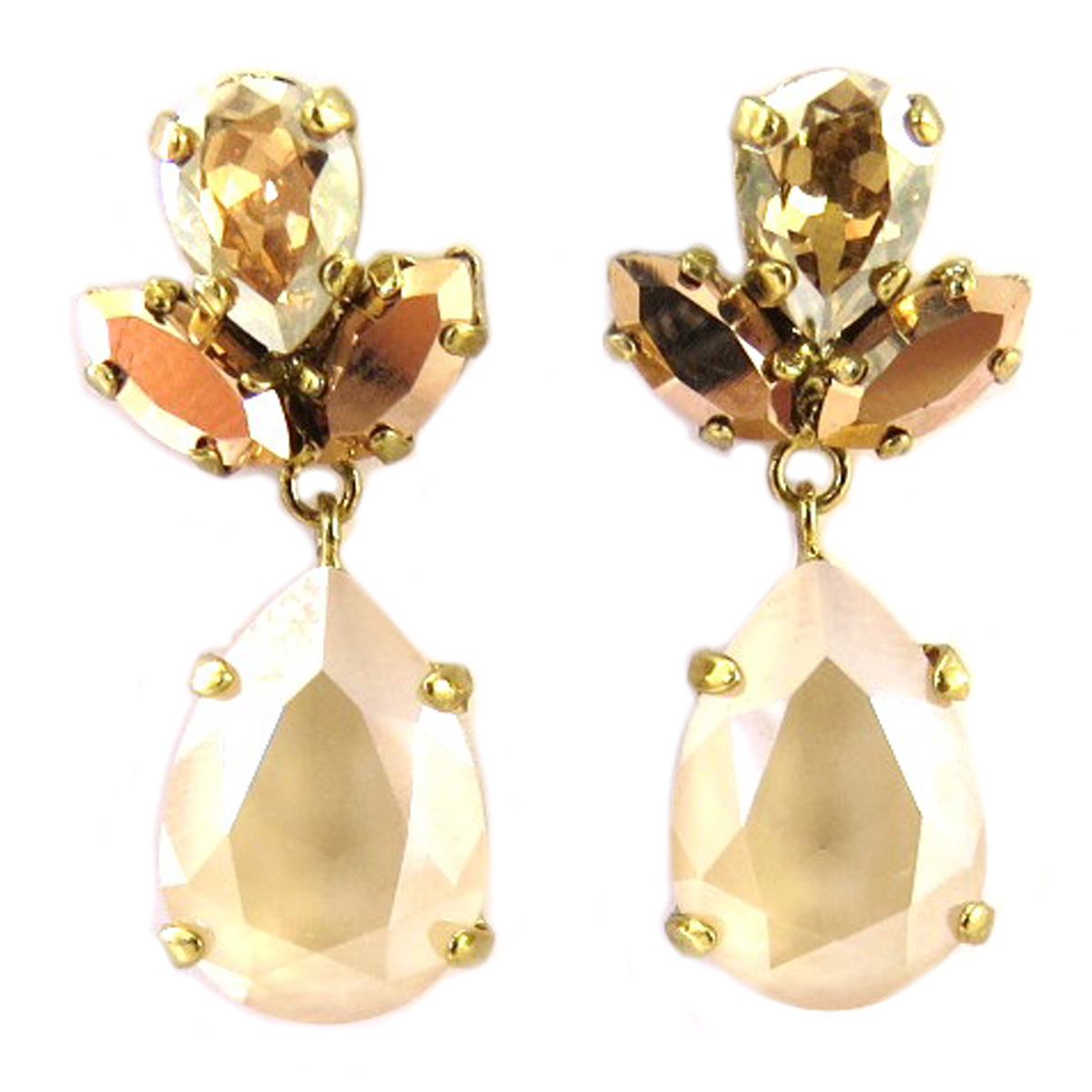 Boucles artisanales \'Constantinople\' champagne marron doré - 30x17 mm - [P9674]
