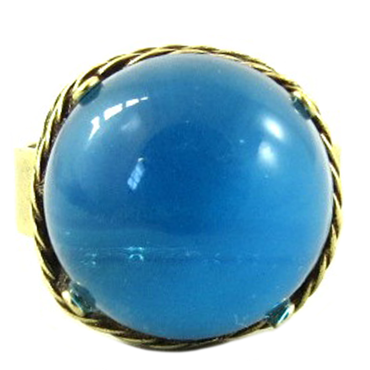 Bague artisanale \'Mythique Syracuse\' bleu doré - 15 mm - [P9711]