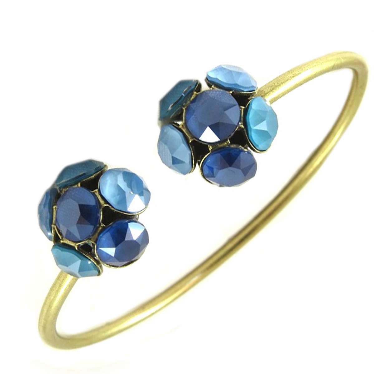 Bracelet artisanal \'Mythique Syracuse\' bleu doré - rosace fleurs 9x7 mm - [P9741]