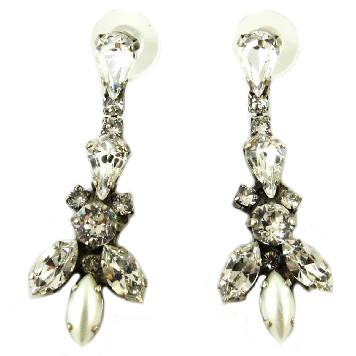 Boucles d\'oreilles artisanales \'Mythique Syracuse\' blanc argenté - 45x15 mm - [P9747]