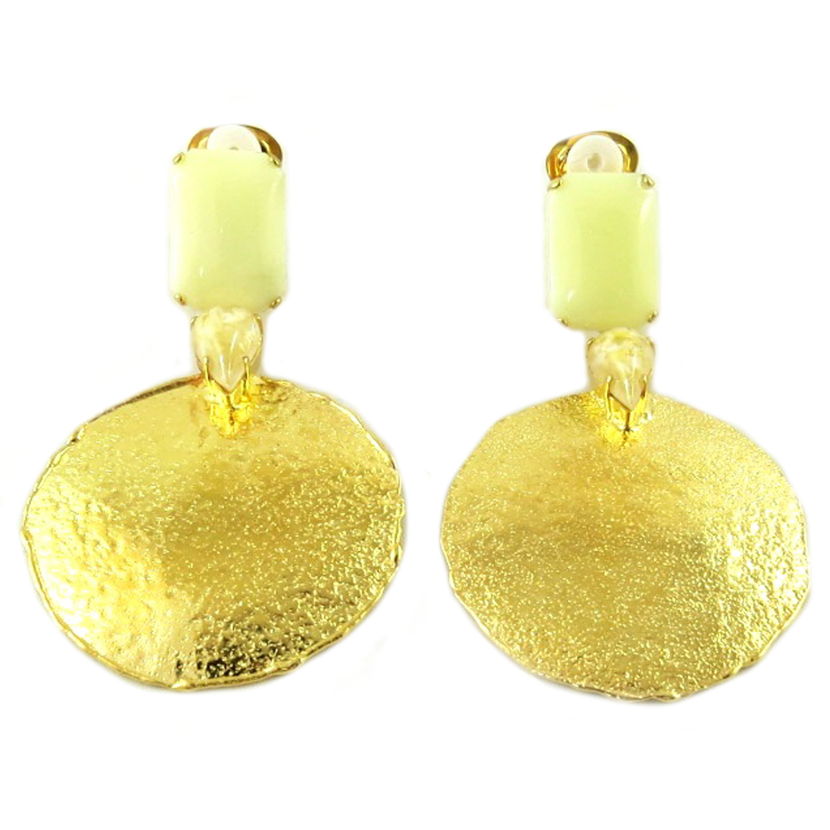 Clips d\'oreilles artisanales \'Mythique Syracuse\' jaune doré - 70x40 mm - [P9761]