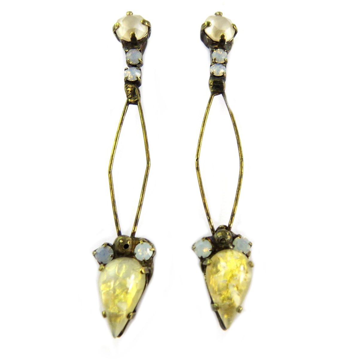 Boucles d\'oreilles artisanales \'Mythique Syracuse\' champagne doré - 60x9 mm - [P9780]