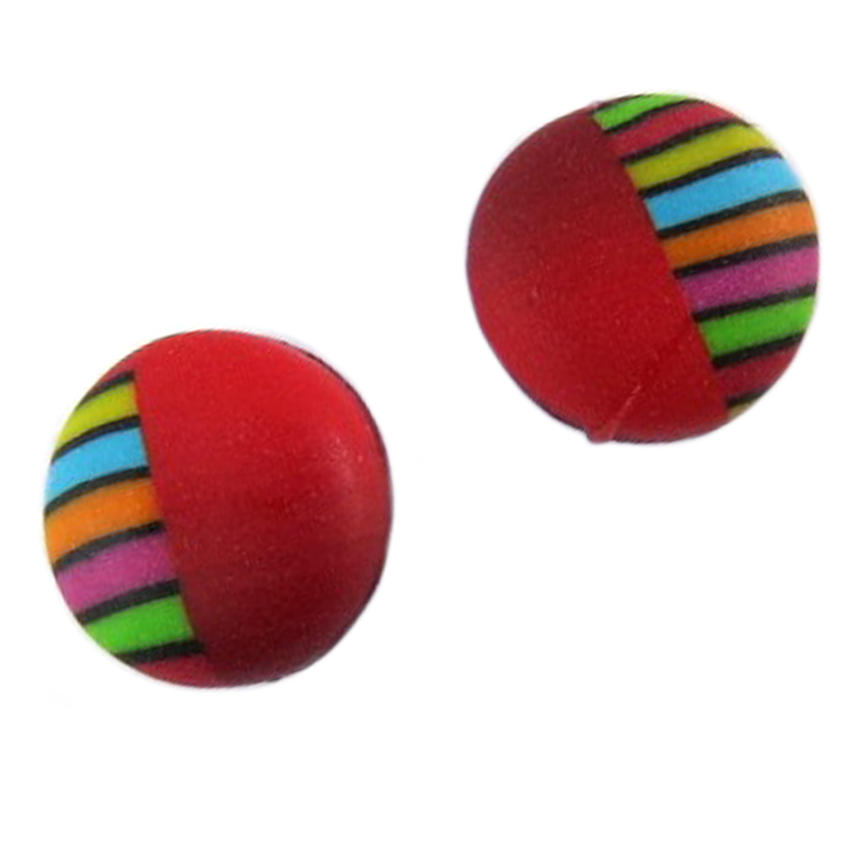 Boucles d\'oreilles artisanales \'Colombine & Arlequin\' rouge multicolore - 9 mm - [P9831]