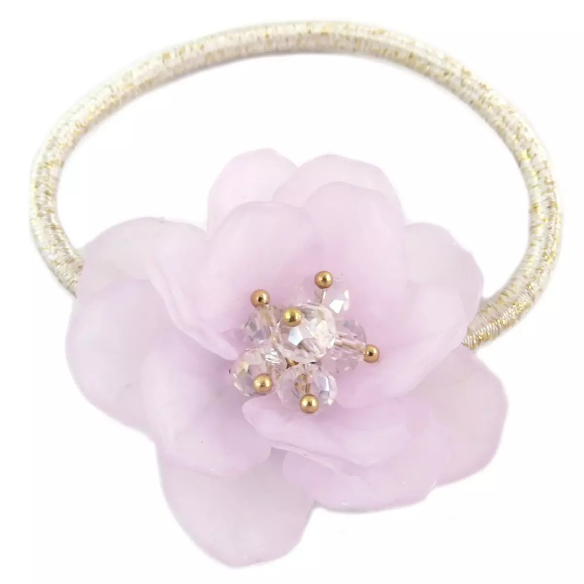 les trésors de lily Elastique / Chouchou créateur 'Sissi' violet hortensia clair (rosa romantica) 40 mm [Q0116]