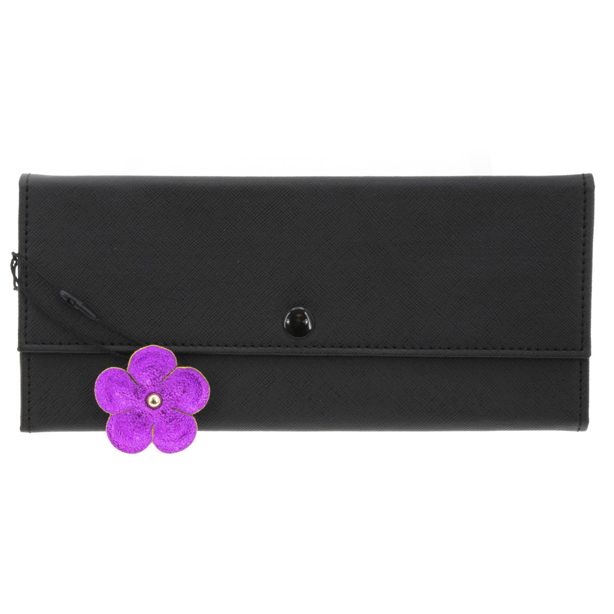 Trousse à bijoux de voyage \'Humeur Fleurie\' noir violet - 22x11x2 cm - [Q0647]