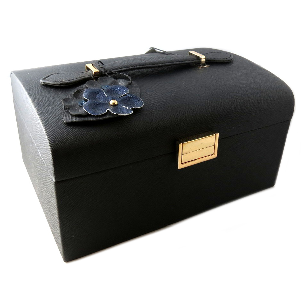 Coffret à bijoux \'Humeur Fleurie\' noir turquoise - 225x185x115 cm - [Q0652]