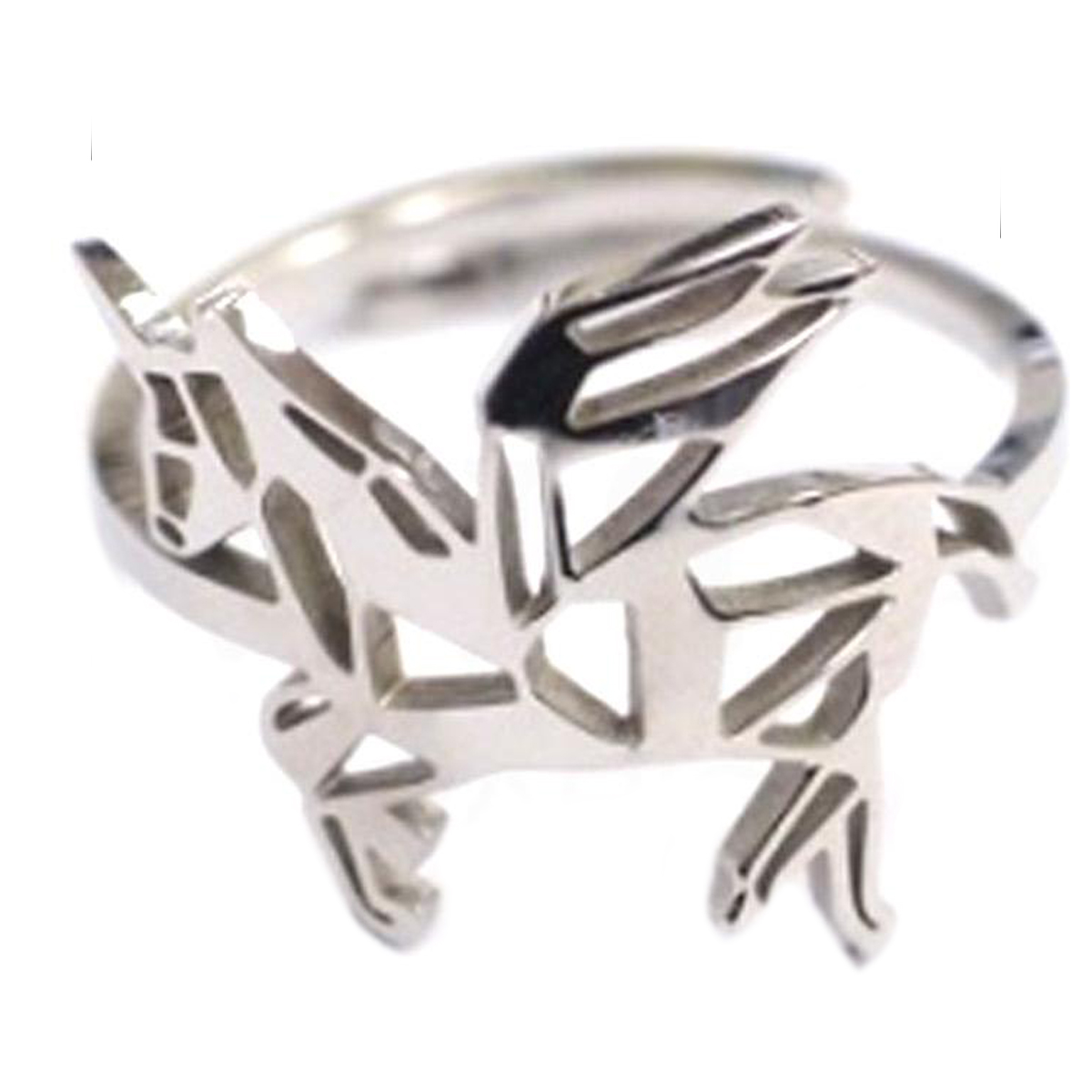 Bague créateur acier \'Licorne My Unicorn\' argenté - 15x15 mm - [Q0728]