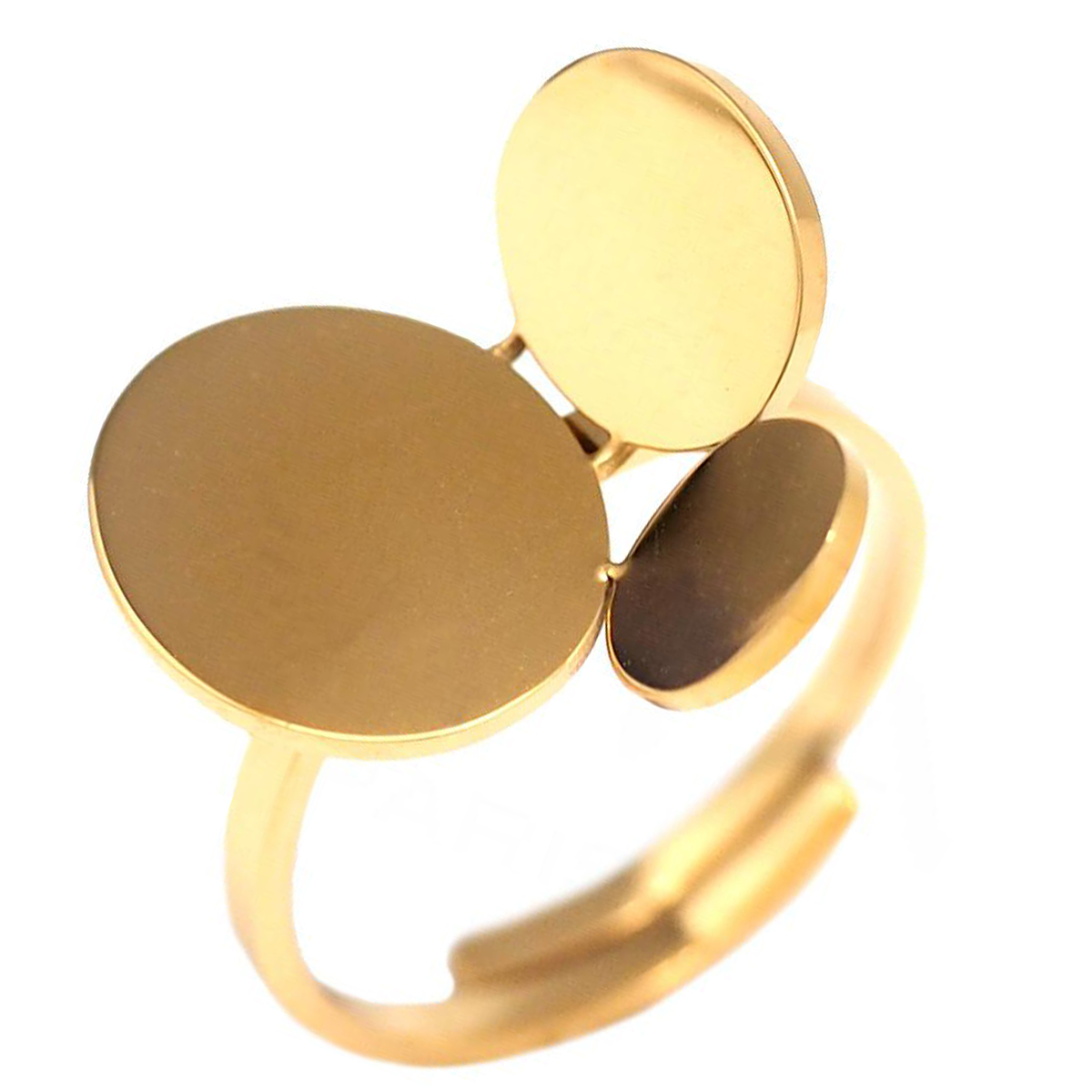 Bague créateur acier \'Chorégraphie\' doré - 17x15 mm - [Q0739]