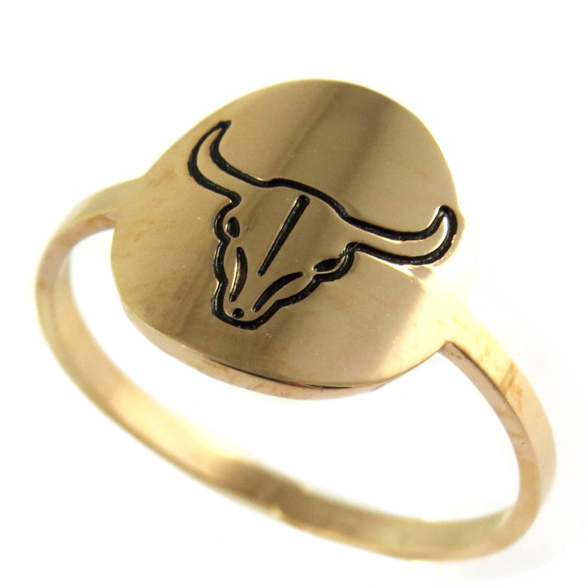 Bague créateur acier \'Boho\' doré rosé (crâne de bison)  - 10x10 mm - [Q0744]