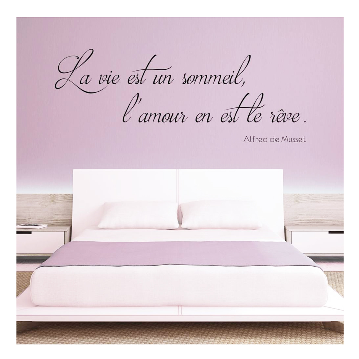 Sticker Géant \'Citations\' (La vie est un sommeil, l\'amour en est le rêve - Alfred de Musset) - 230x80 cm - [Q0868]