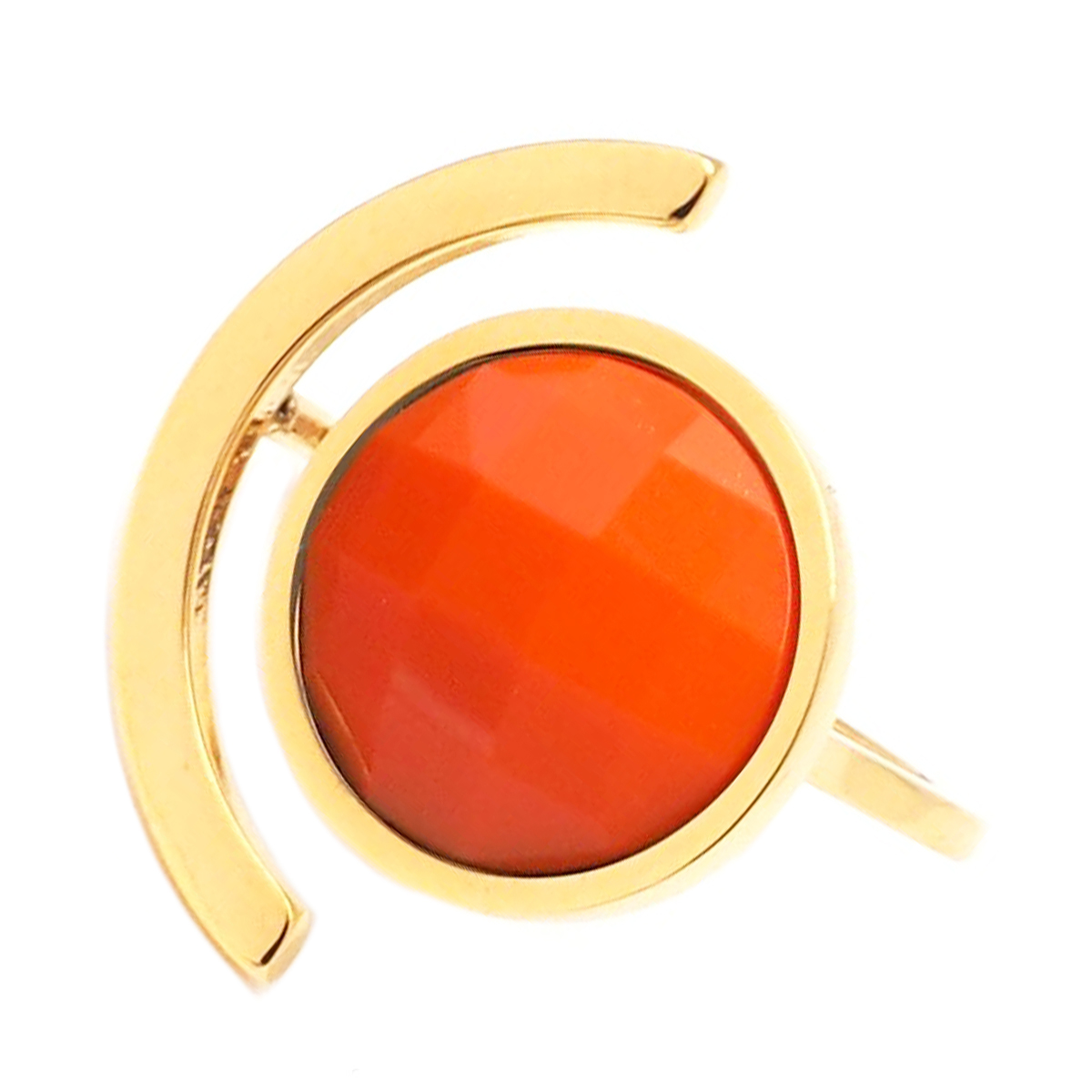 Bague créateur acier \'Boho\' orange doré - 20x18 mm - [Q0904]