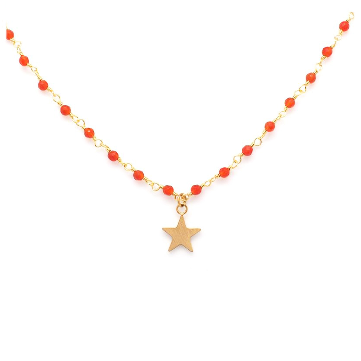 Collier créateur acier \'Une Etoile est Née\' orange doré - 8 mm - [Q0968]