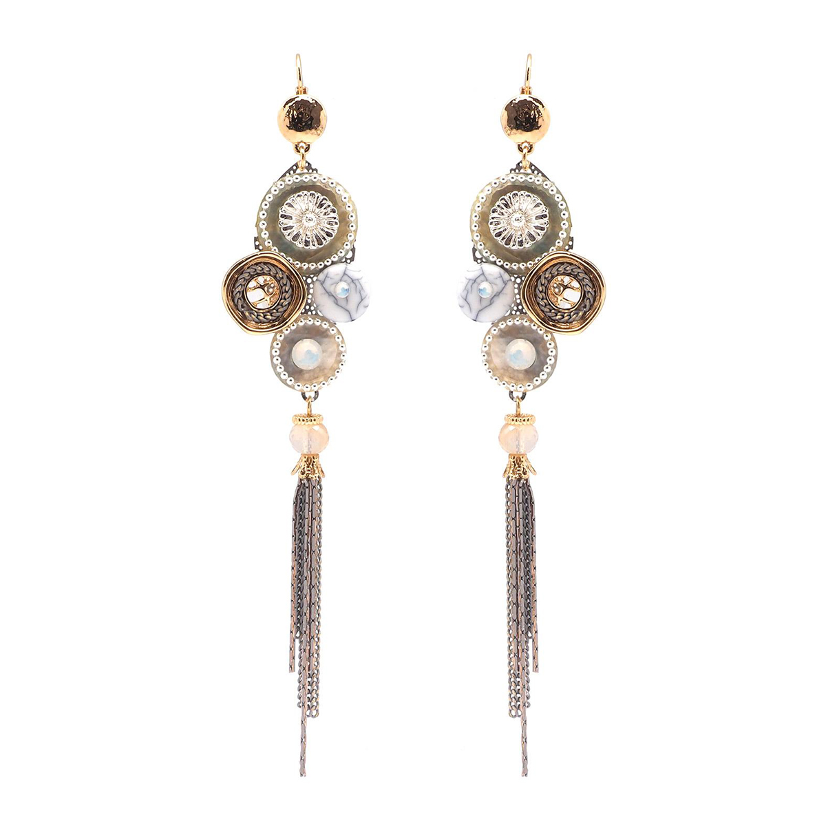 Boucles créateur \'Lilipoupettes\' beige doré - 12x3 cm - [Q1013]