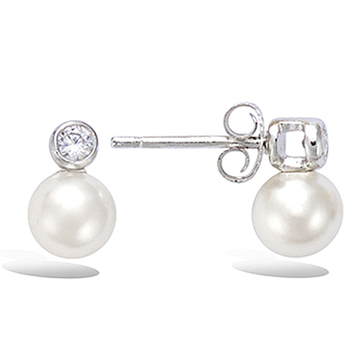 Boucles Argent \'Sissi\' ivoire argenté (rhodié) - 9x4 mm - [Q1055]