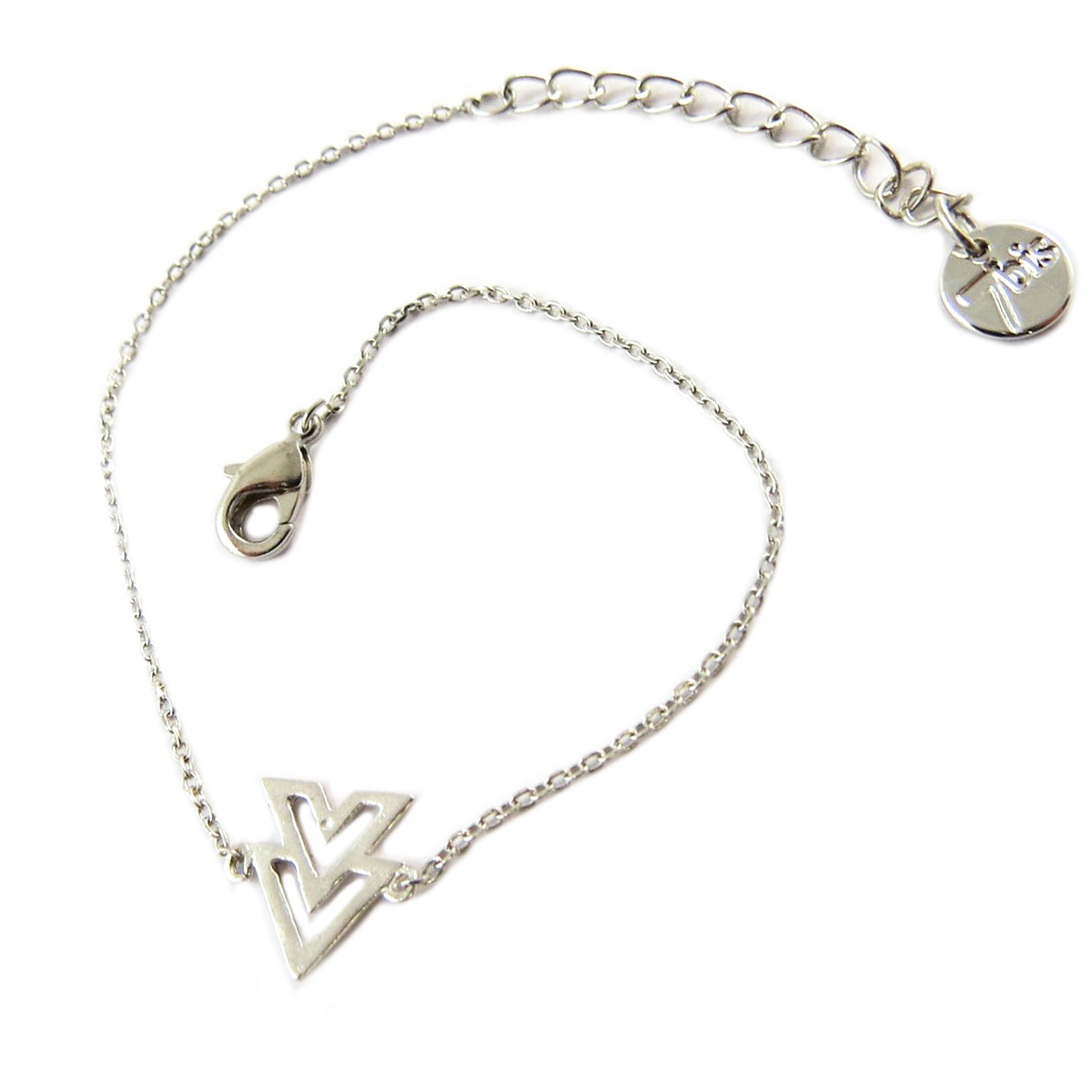 Bracelet artisanal \'Boho\' argenté (flèches) -  10x9 mm - [Q1340]