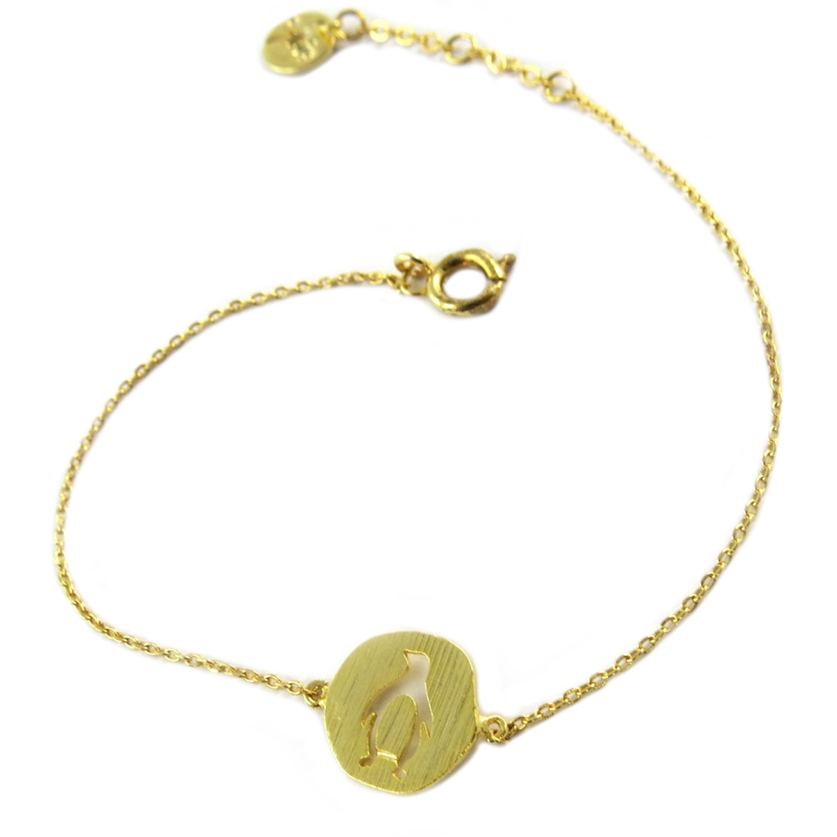 Bracelet artisanal \'Pingouin\' doré -  11x11 mm - [Q1345]