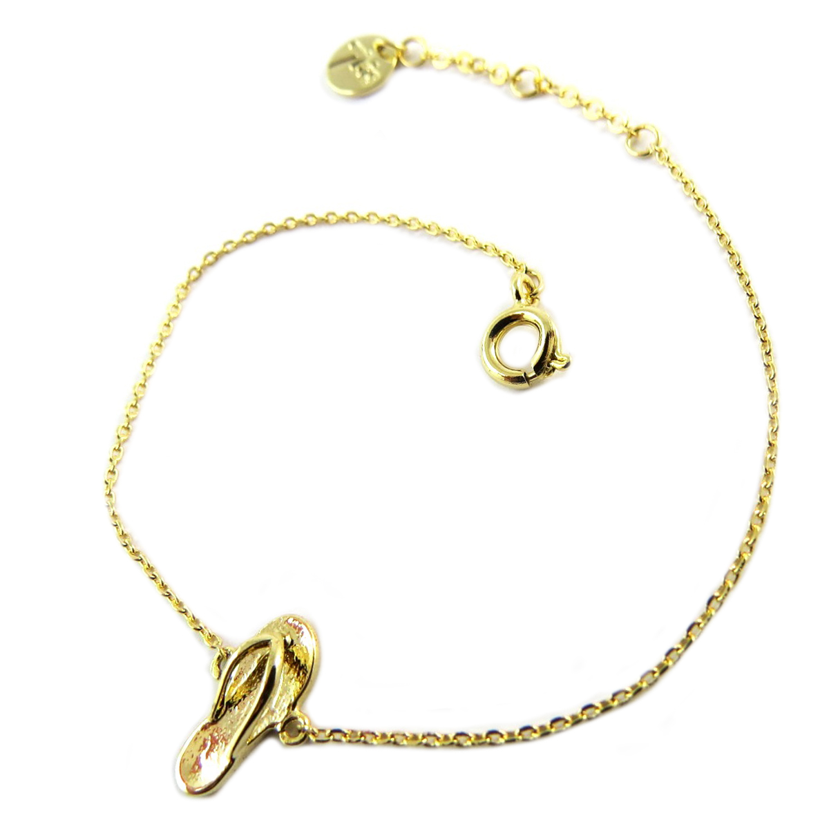 Bracelet artisanal \'Tong\' doré -  13x5 mm - [Q1346]