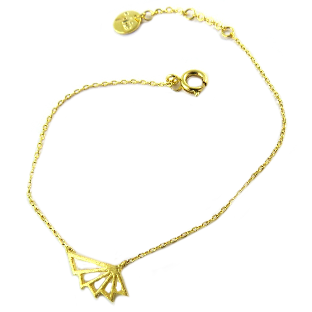 Bracelet artisanal \'Origami\' (éventail) doré - 14x6 mm - [Q1347]