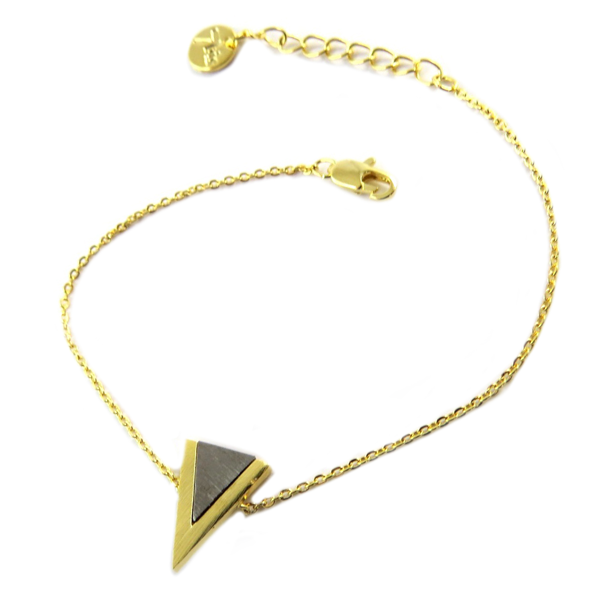 Bracelet artisanal \'Boho\' doré argenté (triangle) -  13x10 mm - [Q1348]