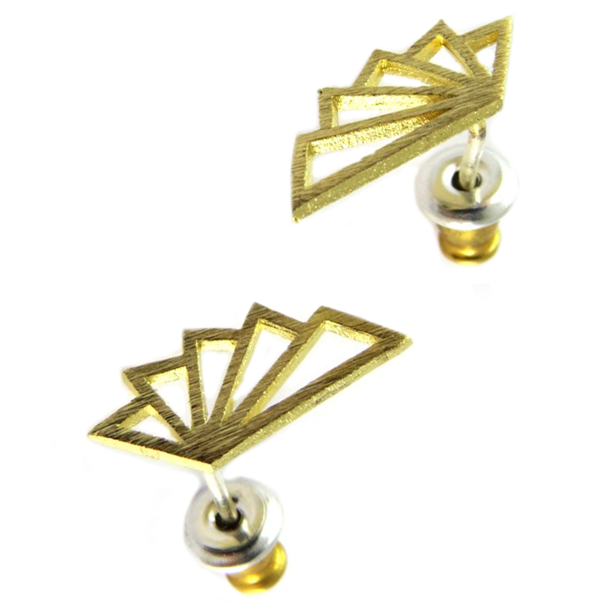 Boucles artisanales \'Origami\' (éventail) doré - 13x5 mm - [Q1358]